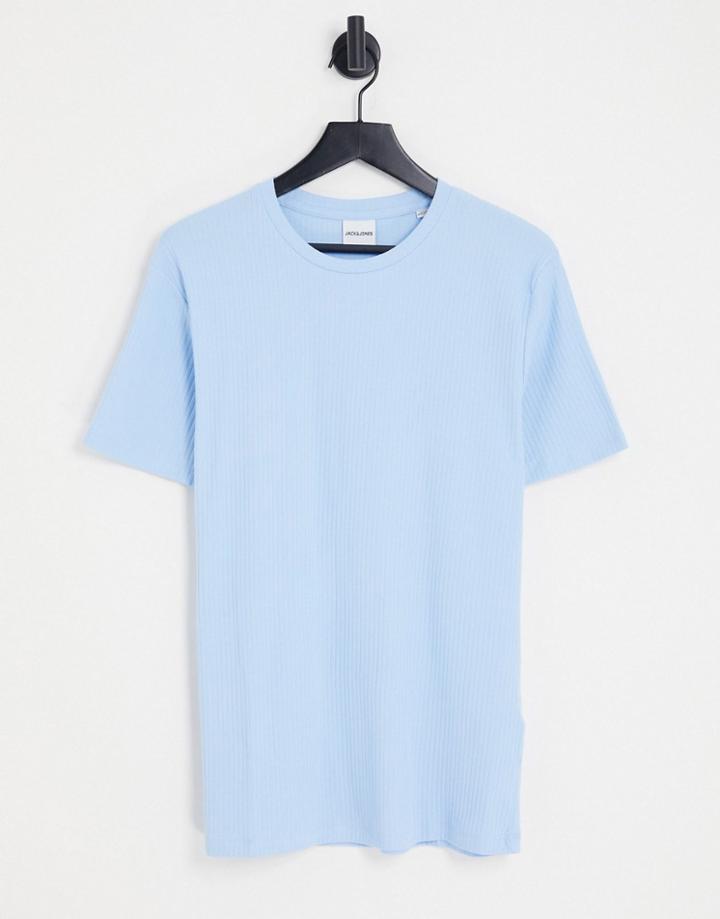 Jack & Jones Originals Rib T-shirt In Pastel Blue
