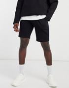 Asos Design Pleated Jersey Shorts In Black