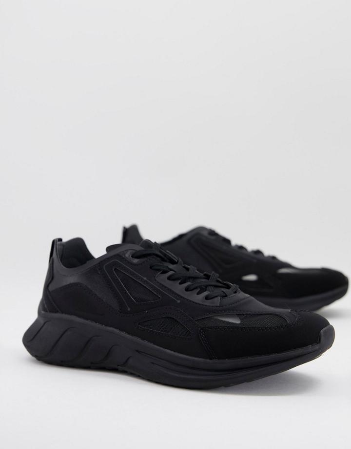 Pull & Bear Mesh Runner Sneakers In Black Exclusive At Asos