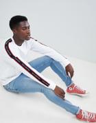 Abercrombie & Fitch Tech Logo Tape Long Sleeve Top In White - White