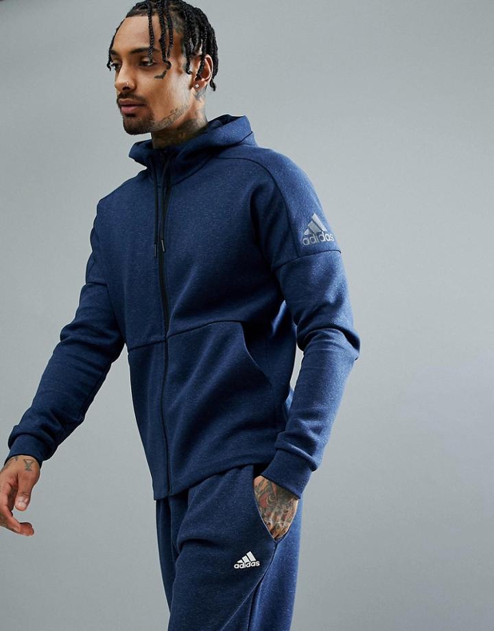 Adidas Athletics Stadium Full Zip Hoodie In Navy Cg2089 - Navy