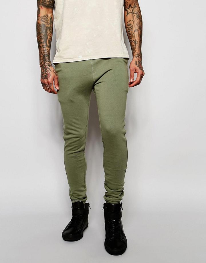 Asos Super Skinny Joggers In Light Khaki - Vetiver