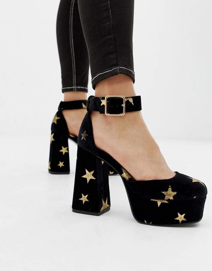 Asos Design Porcelain Platform High Heels - Black