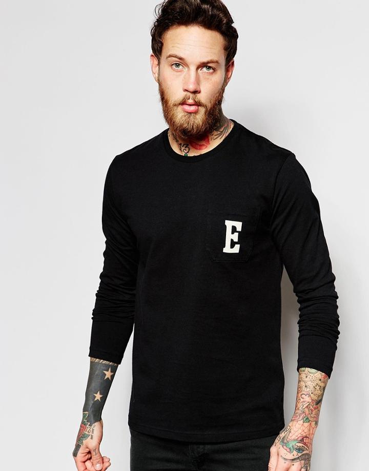 Edwin Long Sleeve Top Pocket Logo - Black
