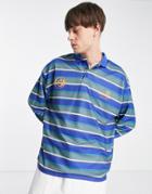 Asos Daysocial Oversized Rugby Shirt In All Over Navy Stripe Print