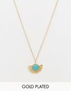 Ottoman Hands Turquoise Sun Necklace - Gold
