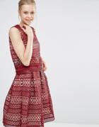 Endless Rose Lace Contrast Panel Top - Burgundy
