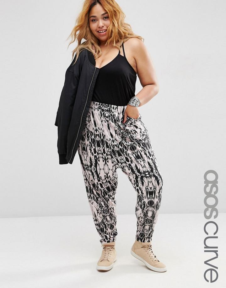 Asos Curve Mono Tie Dye Harem Pants - Multi