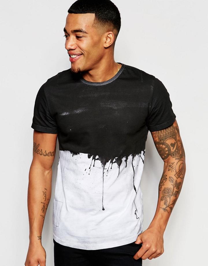 Religion T-shirt With Paint Dripping Print - White