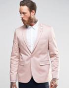Asos Skinny Blazer In Cotton - Pink