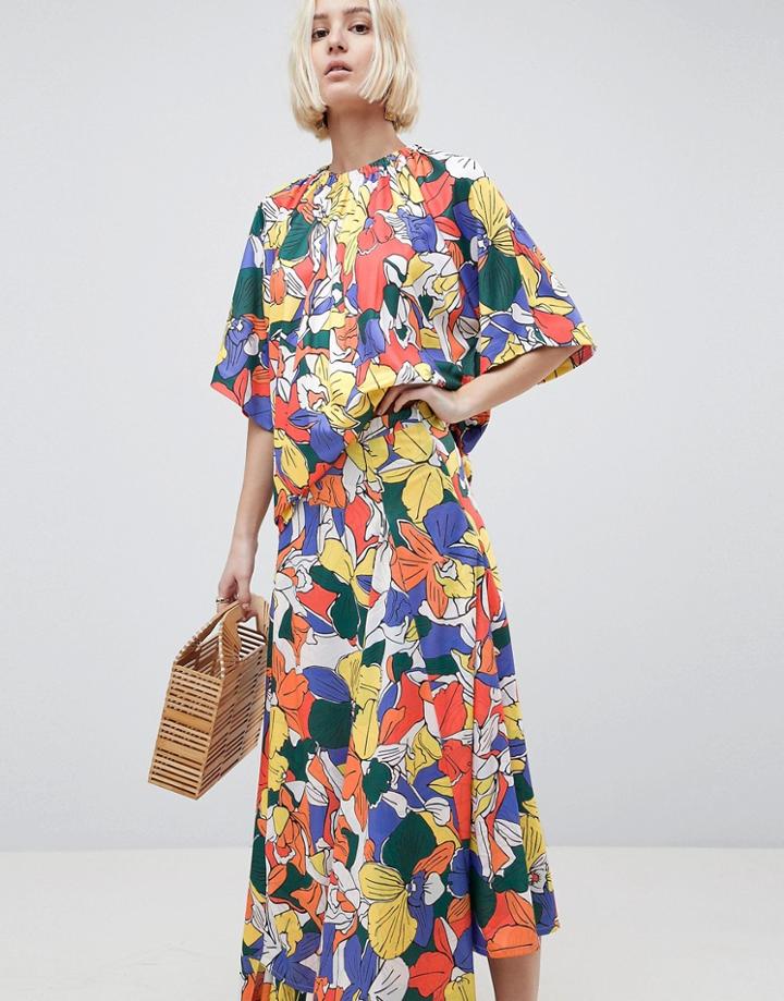 Asos White Floral Oversized Co-ord T-shirt - Multi