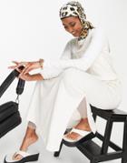 Vero Moda Cotton Blend Jersey Maxi Dress In Cream-white