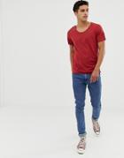 Selected Homme T-shirt With Scoop Neck - Red