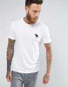 Abercrombie & Fitch Slim Fit T-shirt Exploded Icon Crew Neck In White - White