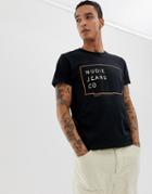 Nudie Jeans Co Anders Logo Print T-shirt In Black - Black