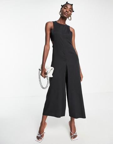 Topshop Tab Side Jumpsuit In Black