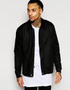 Asos Quilted Jersey Harrington Jacket In Black - Black