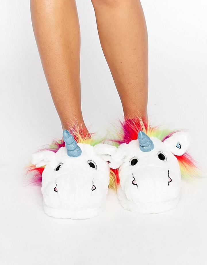 Asos Nevada Sky Unicorn Slippers - White