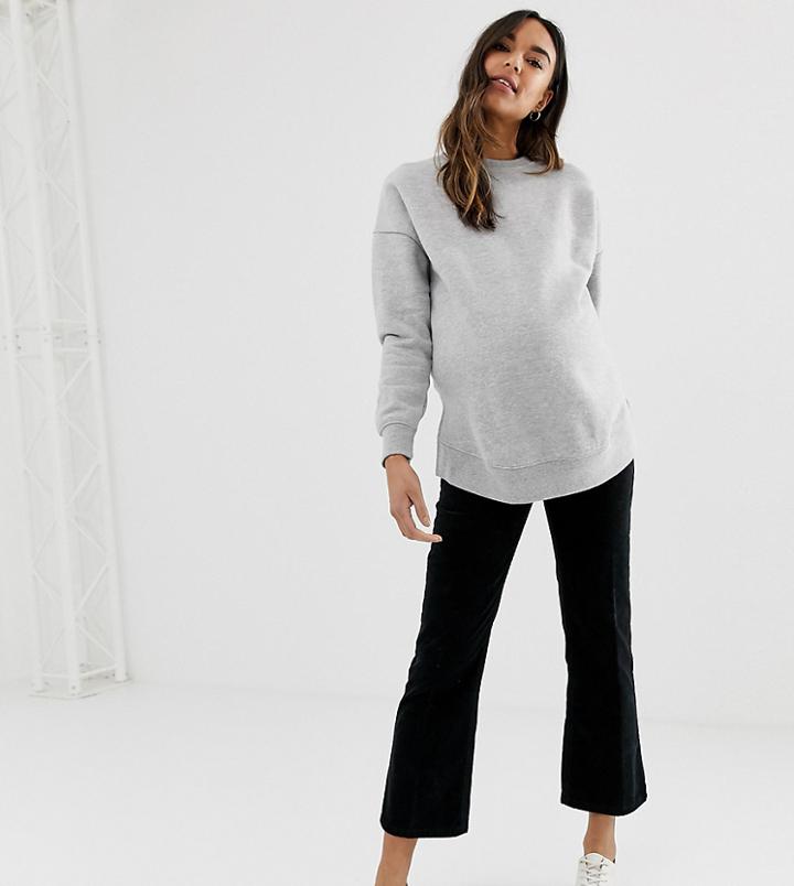 Asos Design Maternity Egerton Rigid Cropped Kick Flare Jeans In In Clean Black Cord - Black