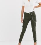 Missguided Skinny Cargo Jeans In Khaki - Green