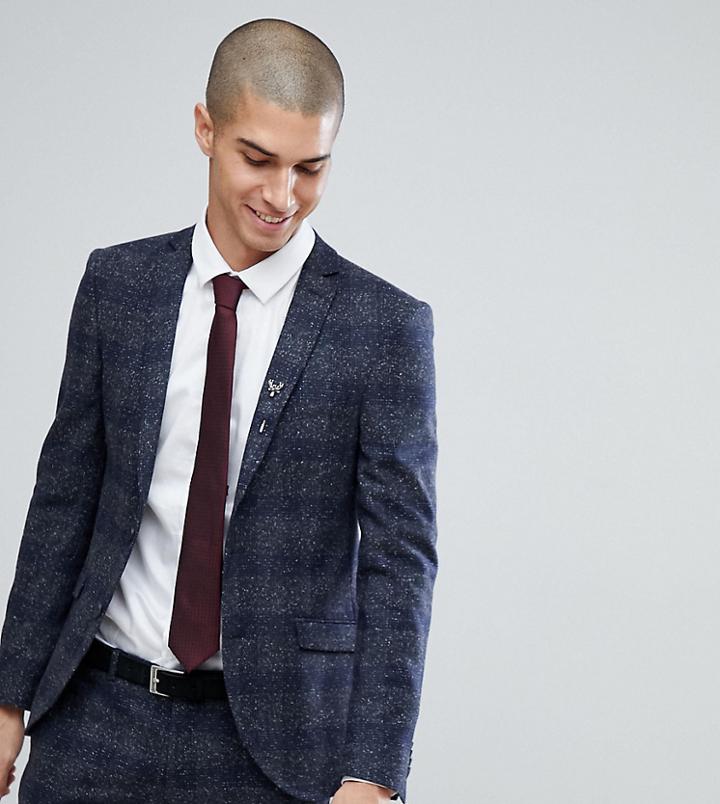 Heart & Dagger Super Skinny Suit Jacket In Fleck Grid - Gray