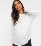 Asos Design Maternity Oversized T-shirt With Pocket Detail In White