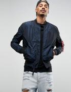 Alpha Industries Ma1 Oridium Bomber Jacket Slim Fit In Navy - Navy