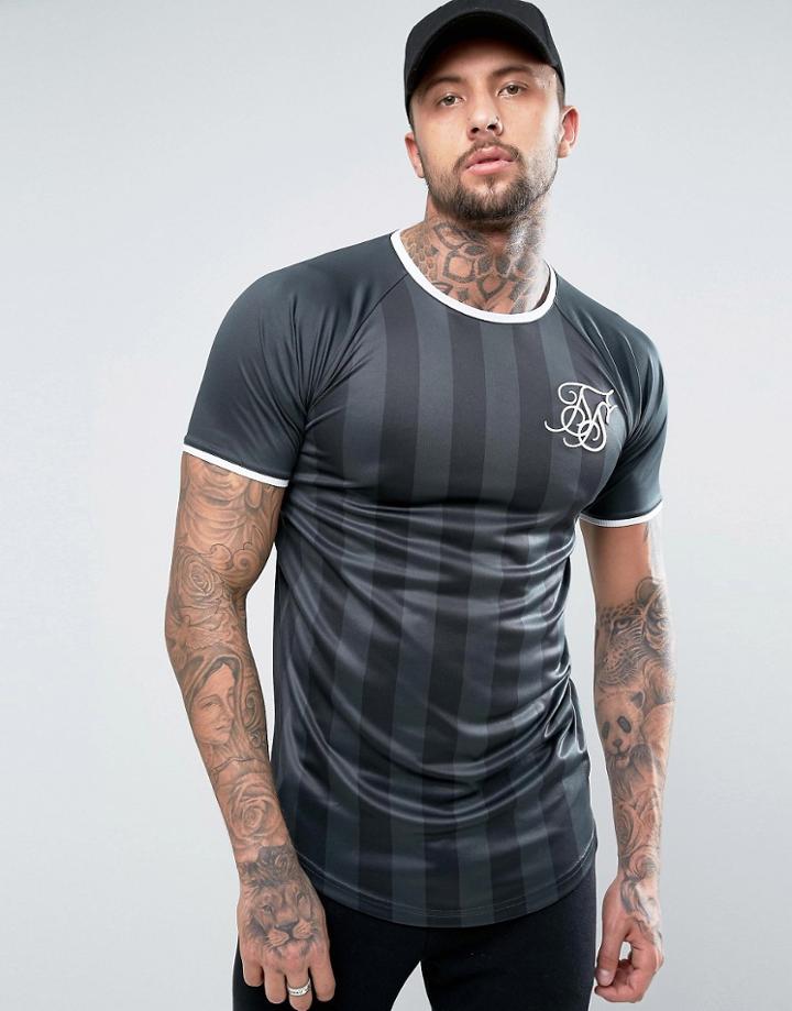 Siksilk Fleck T-shirt In Black With Curved Hem - Black