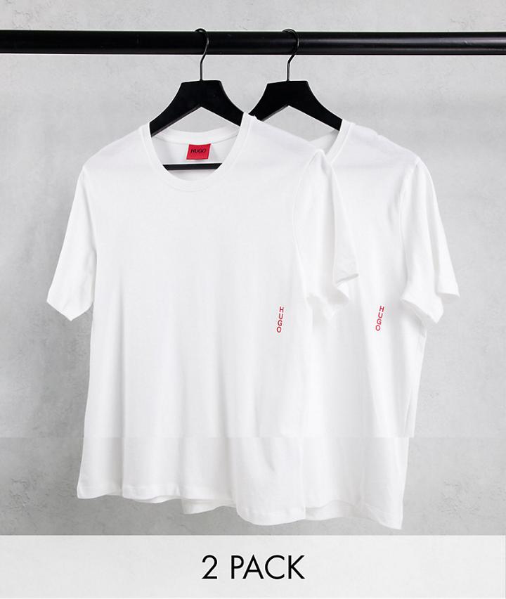 Hugo Bodywear 2 Pack T-shirts With Vertical Side Logo In White