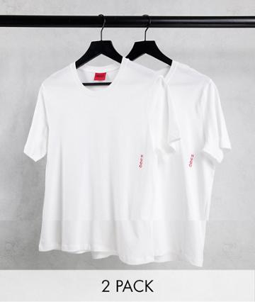 Hugo Bodywear 2 Pack T-shirts With Vertical Side Logo In White