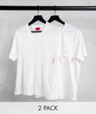 Hugo Bodywear 2 Pack T-shirts With Vertical Side Logo In White