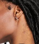 Reclaimed Vintage Inspired Huggie Hoop Earrings With Crystal And Pink Stones In Gold