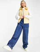 Daisy Street Collar Detail Quilted Vest In Yellow