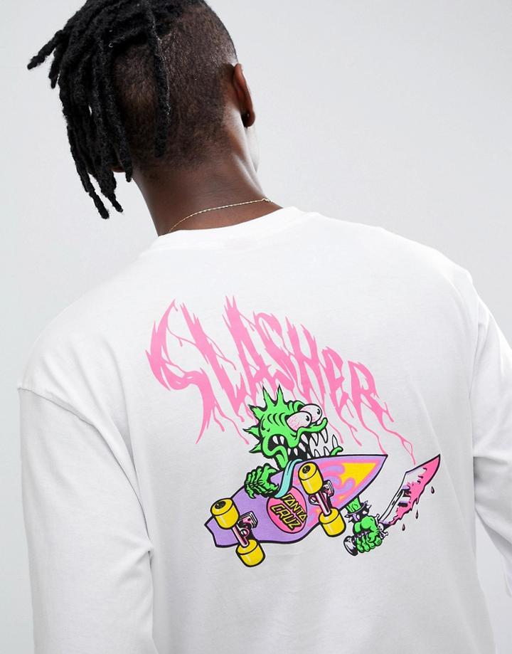 Santa Cruz Slasher Long Sleeve T-shirt With Back Print In White - White