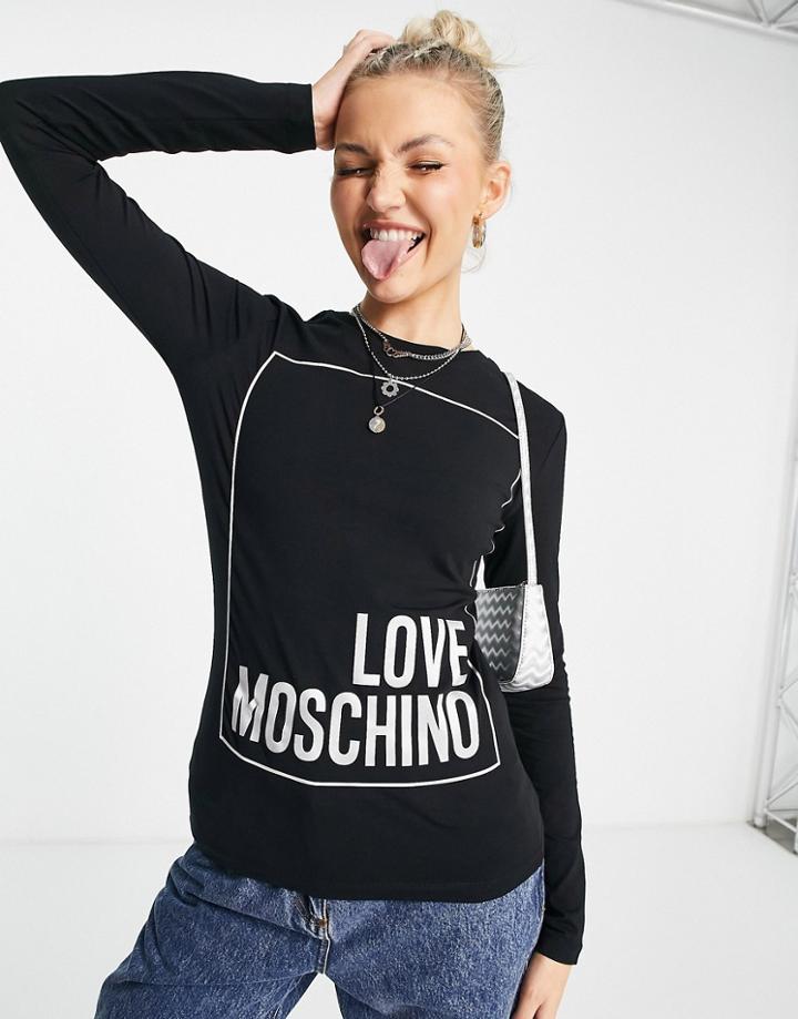 Love Moschino Box Logo Long Sleeve T-shirt In Black