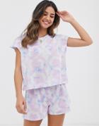 Asos Design Tie Dye Pyjama Short Set - Multi