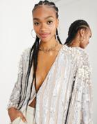 Asos Edition Pearl Embellished Jacket In Silver