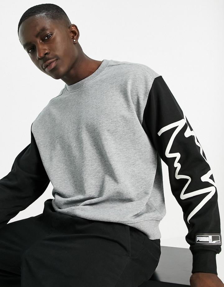 Puma Hoops Raglan Sweatshirt In Black And Gray