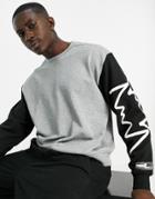 Puma Hoops Raglan Sweatshirt In Black And Gray