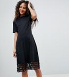 Y.a.s Tall Crochet Hem Dress - Black