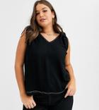 Asos Design Curve Tank With Tie Shoulder With Contrast Stitching-black