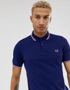 Fred Perry Twin Tipped Polo In Navy