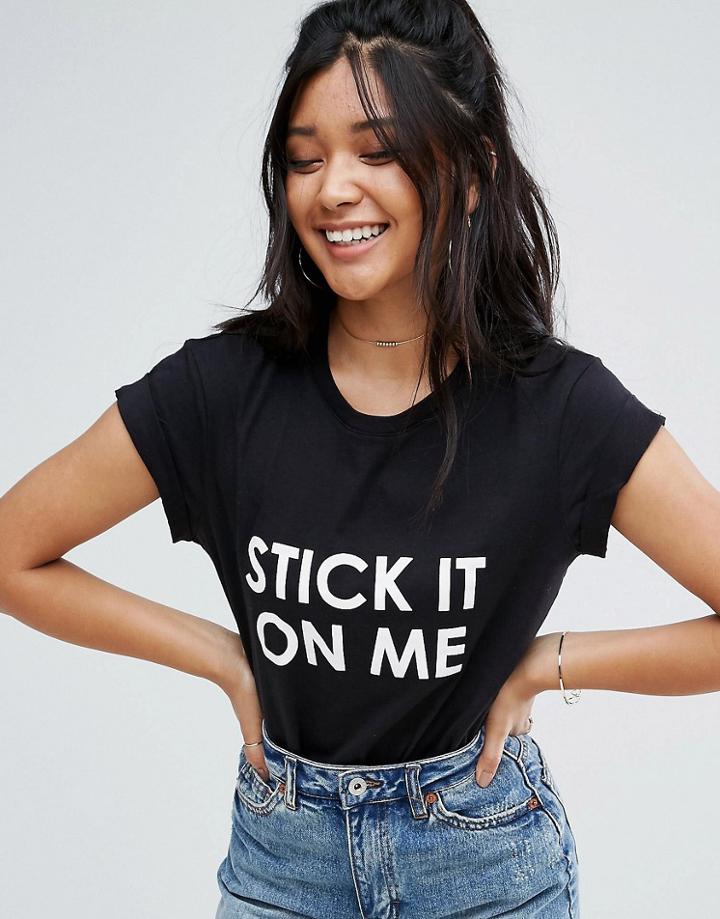 Asos T-shirt With Stick It On Me Print - Black