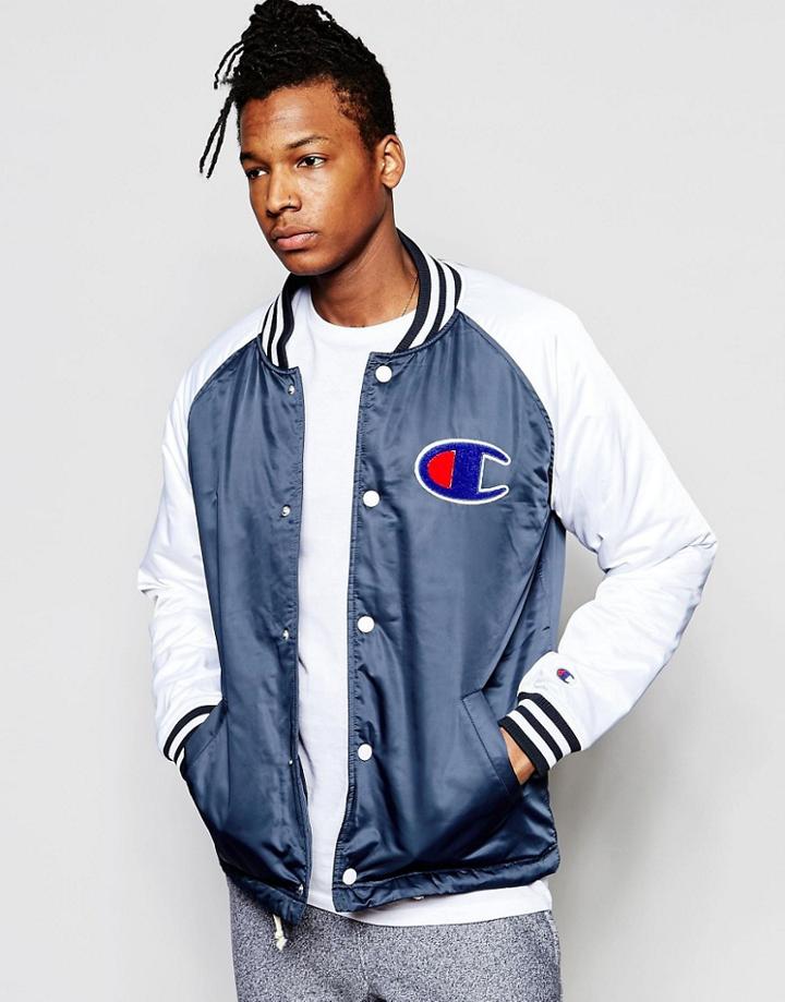 Champion Varsity Jacket With Contrast Sleeve