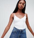 Asos Design Tall Cami Body With Wrap Front In White - White