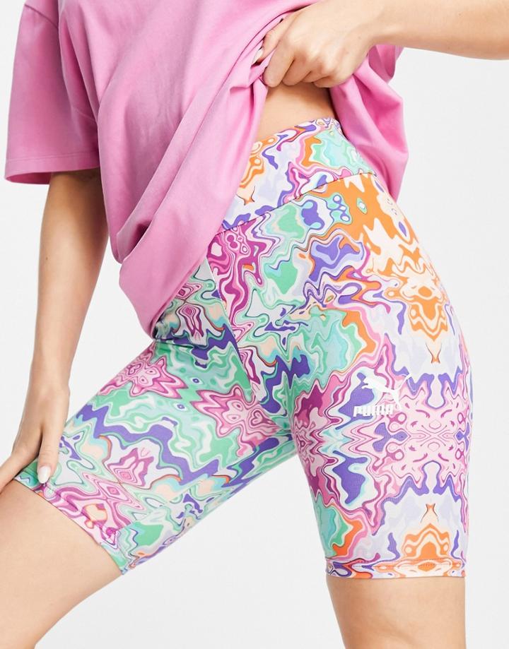 Puma Hypnotize Legging Shorts In Multi Print