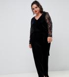 Junarose Lace & Velvet Jumpsuit - Black