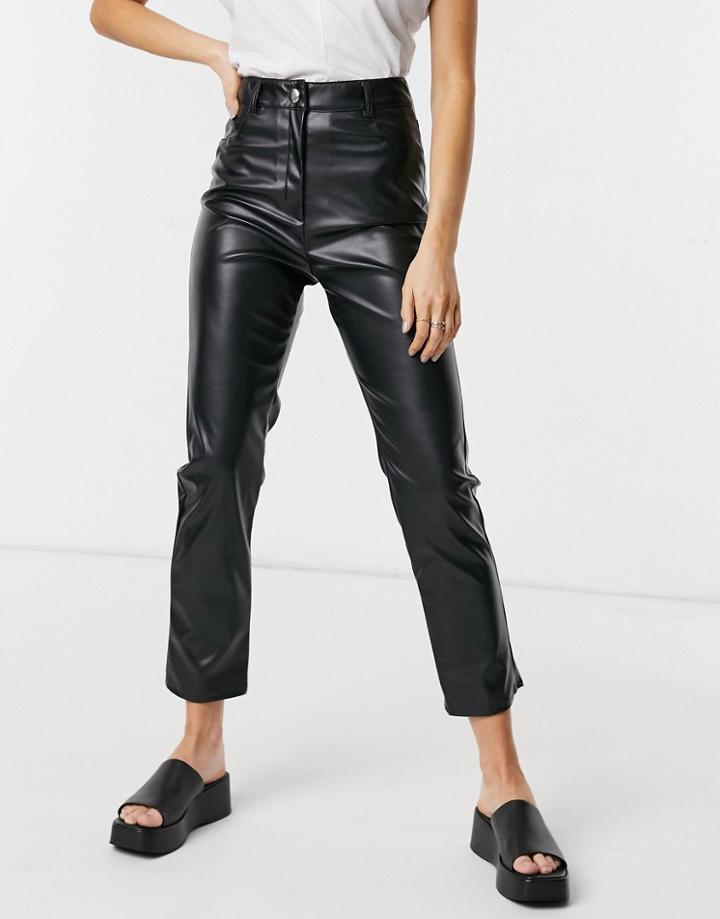 Asos Design Leather Look Pants In Black