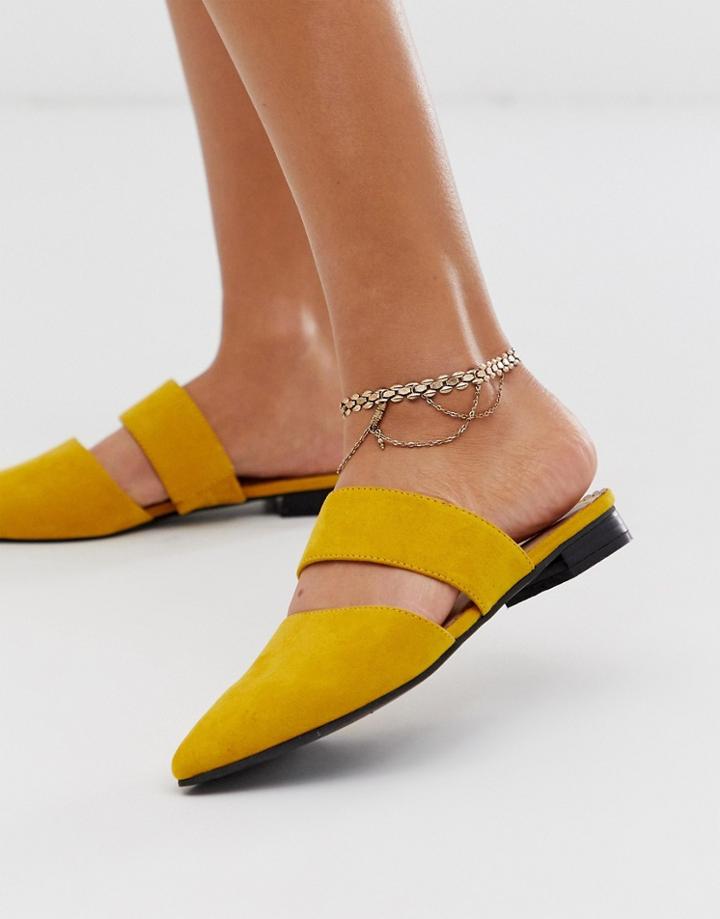 Asos Design Anklet In Flat Link Chain Design In Gold Tone - Gold