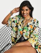 Only Boyfriend Shirt In Tropical Floral-multi
